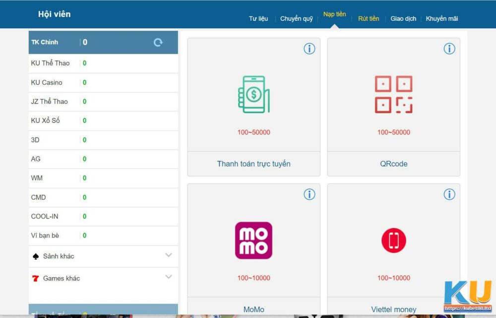 Điều kiện nạp tiền Kubet gồm những gì? 
