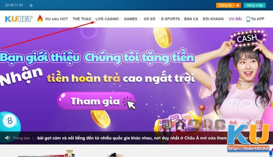 Hướng dẫn chơi casino Kubet